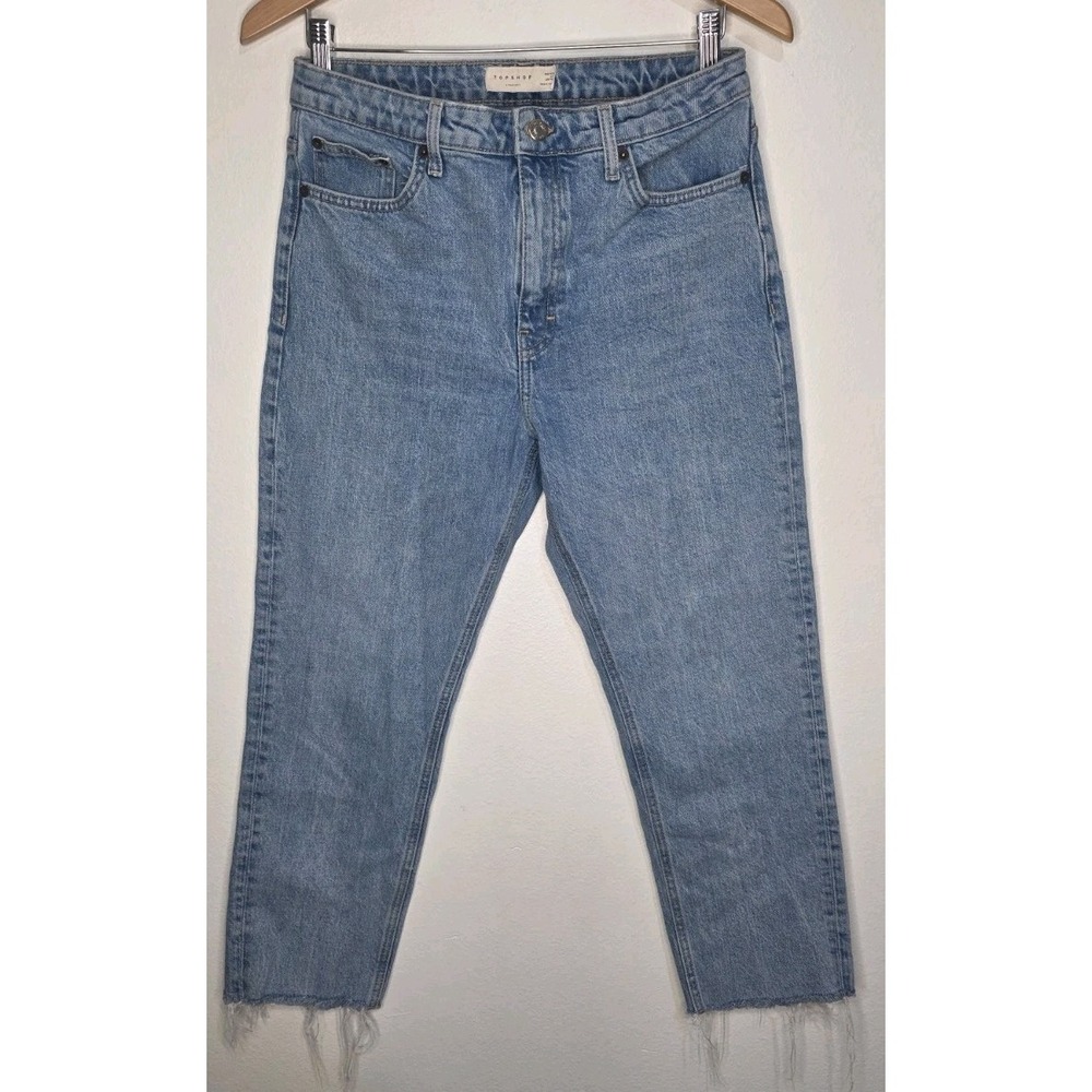 Topshop Jeans Women 30 Straight Leg Raw Hem Mid Rise‎ Y2K 90s Casual Distressed
